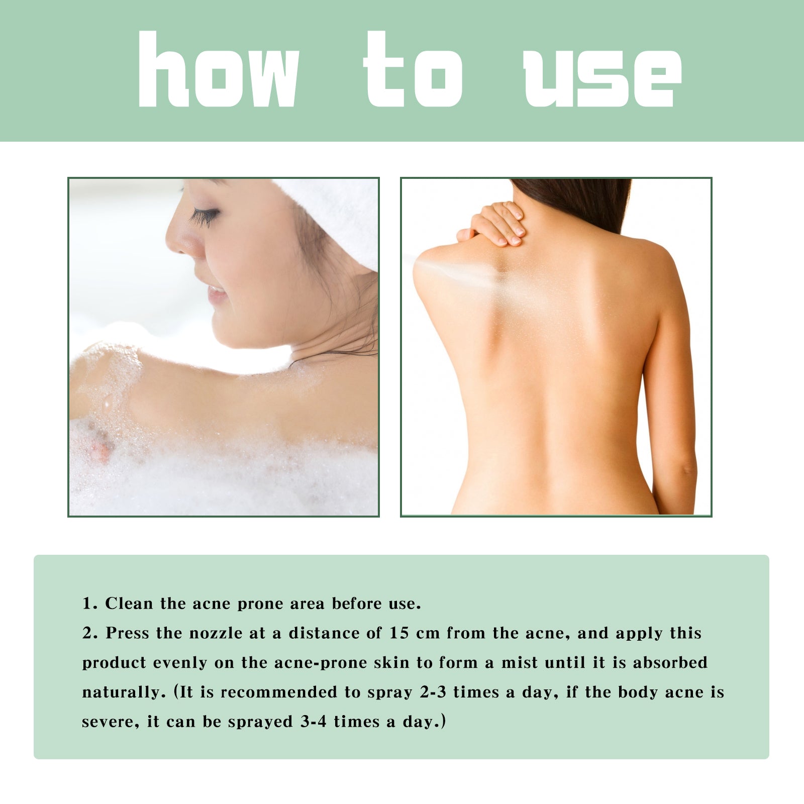 Jaysuing Back Acne Repair Spray, Repair Body Acne Fade Acne Mark Skin Care Spray